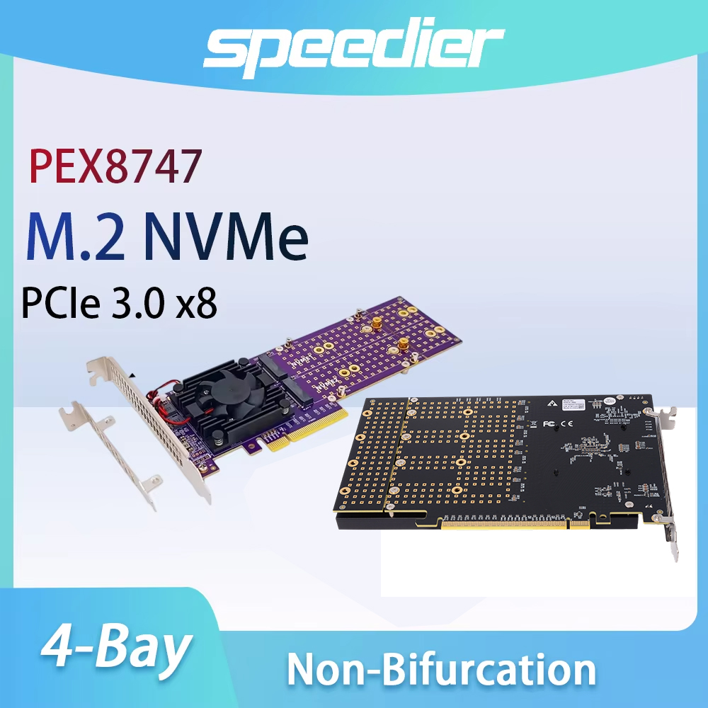 Placa de expansão PCIe 3.0 X8  - Quad M.2 Nvme Pcie Bifurcation Card avaliação e preço